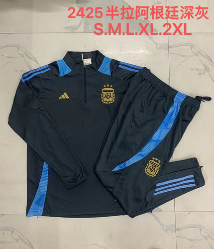 24/25 Argentina dark grey half zip Tracksuit - Image 1