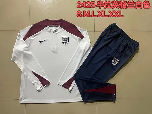 24/25 England white half zip Tracksuit - Image 1