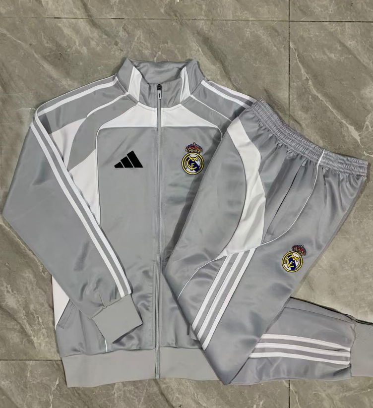 25/26 Real Madrid gray with white Jackets sets - Image 1