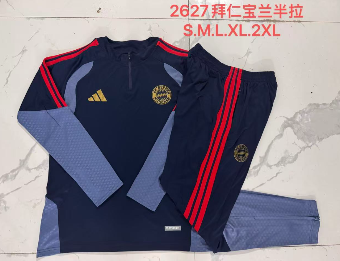 26/27 Adults Half Pull Bayern Munchen Baolan Color Tracksuit - Image 1