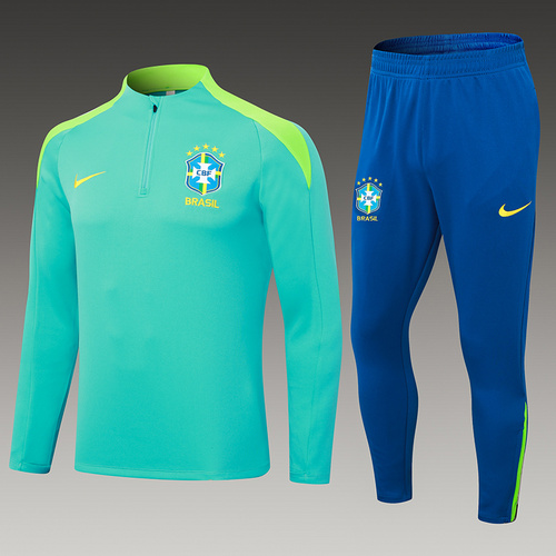 24/25 Brazil light green half zip tracksuit - Image 1