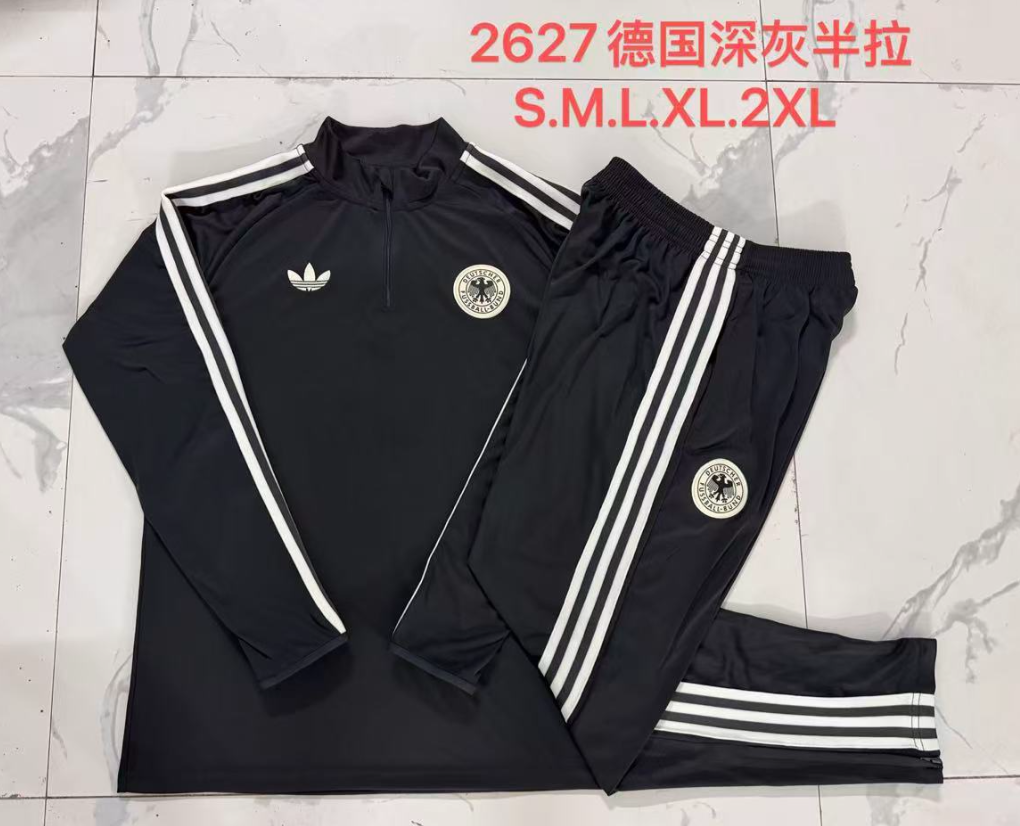 26/27 Adults Half Pull Germany Dark grey Tracksuit - Image 1