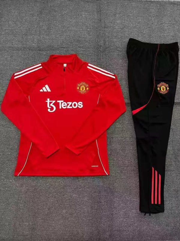 25/26 Kid half Manchester United red Tracksuit Kits - Image 1