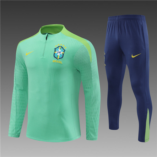 24/25 Brazil green half zip tracksuit - Image 1