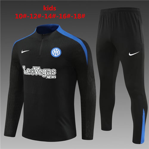24/25 Inter Milan black Kid half zip Tracksuit - Image 1