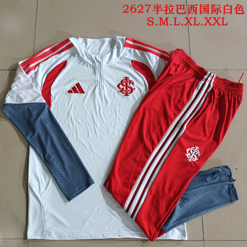 26/27 Adults Half Pull Brazil International white Tracksuit 26/27 Adults Half Pull Brazil International white Tracksuit - Image 1